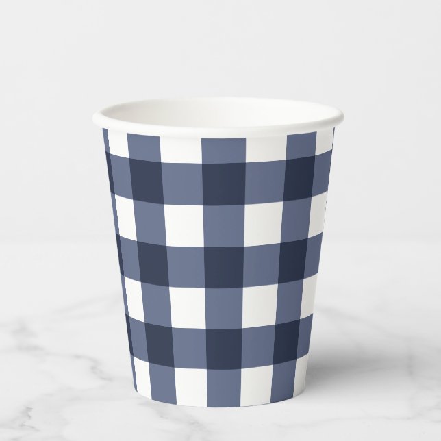 Vasos De Papel Jugada de verificación de Gingham Blue (Anverso)