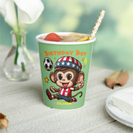 Vasos De Papel Jugador de fútbol mono feliz lindo personalizable