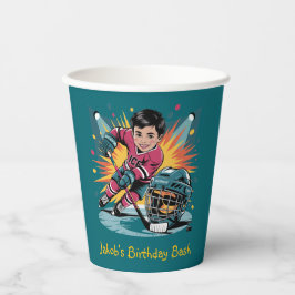 Vasos De Papel Jugador de hockey pop Art Bash cumpleaños