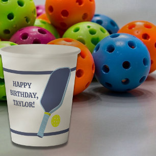 Vasos De Papel Jugadores de Pickleball Mensaje Personalizado Cump