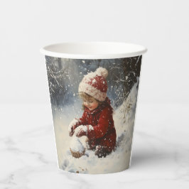 Vasos De Papel Jugando en Nieve