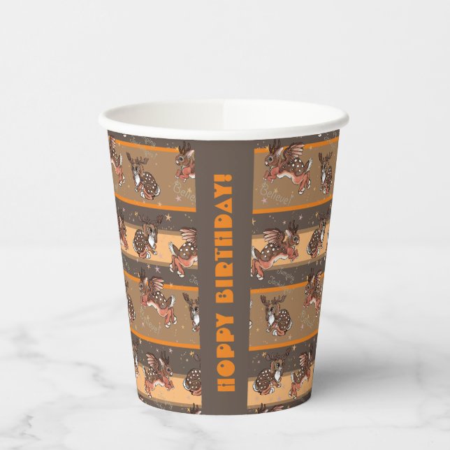 Vasos De Papel Jumping Jackalope Hoppy Cumpleaños (Izquierda)