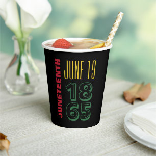 Vasos De Papel Juneteenth 19 de junio de 1865 Tipografía Historia