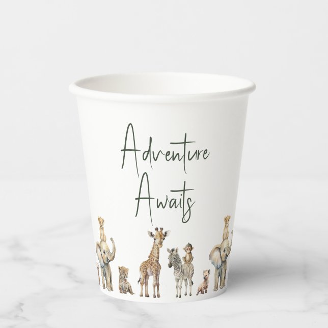 Vasos De Papel Jungle Safari Animals Adventure de Baby Shower (Anverso)