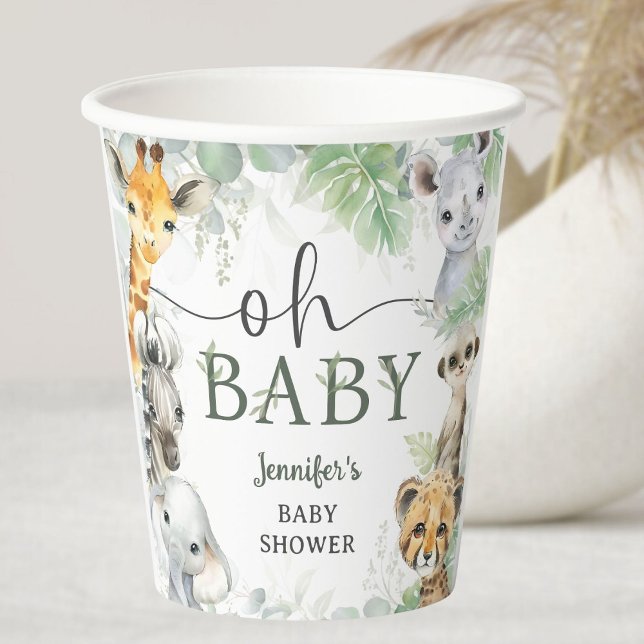 Vasos De Papel Jungle Safari Animals Baby Shower Oh Baby (Subido por el creador)