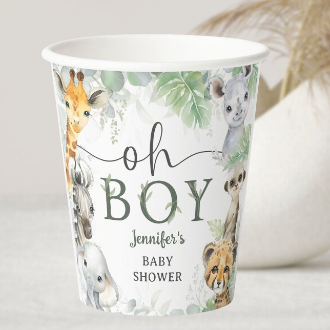 Vasos De Papel Jungle Safari Animals Baby Shower Oh Boy (Subido por el creador)