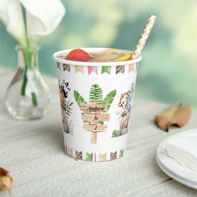 Vasos De Papel Jungle Safari Animals Birthday Party Paper Cup (in situ)