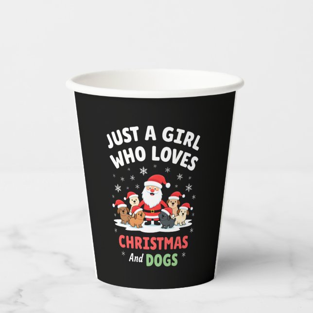 Vasos De Papel Just A Girl Who Loves Christmas And Dogs Holiday X (Anverso)
