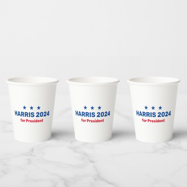 Vasos De Papel Kamala Harris Por El Presidente 2024 (Multi)