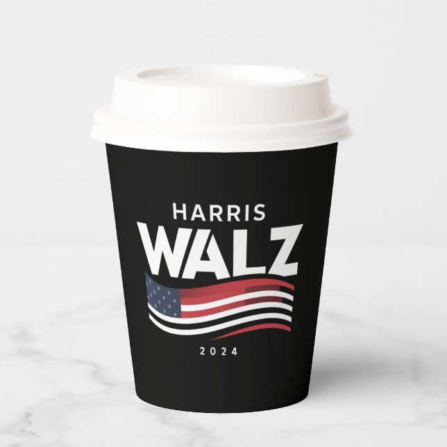 Vasos De Papel Kamala Harris Tim Walz Waltz Elecciones 2024 (Anverso)