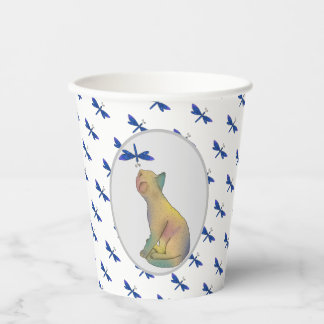 Vasos De Papel Katze und blaue Libelle