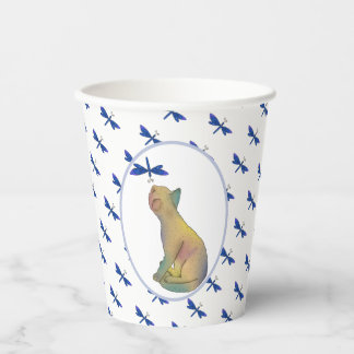 Vasos De Papel Katze und blaue Libelle