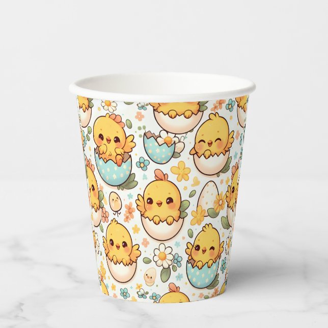 Vasos De Papel Kawaii Easter Chick Cute Paper Cups (Anverso)