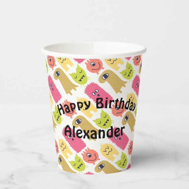 Vasos De Papel Kawaii Monster Birthday Party Cup (Izquierda)