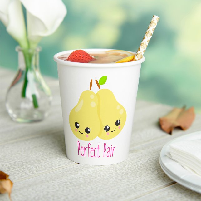 Vasos De Papel Kawaii Pear Pareja Perfecta Pareja Funny Pun (Subido por el creador)