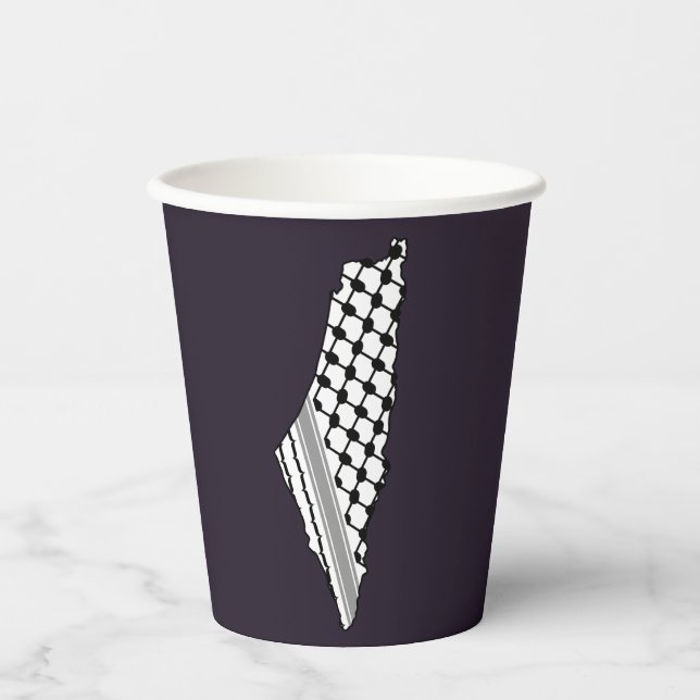 Vasos De Papel Keffiyeh palestino, mapa libre de Palestina Kufiya (Anverso)