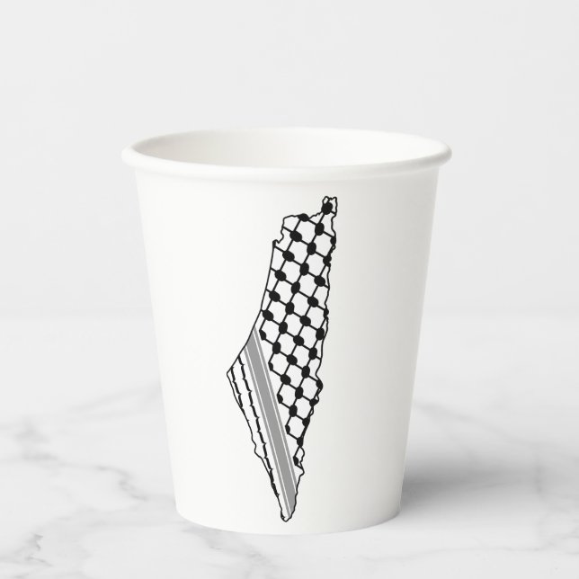 Vasos De Papel Keffiyeh palestino, mapa libre de Palestina Kufiya (Anverso)