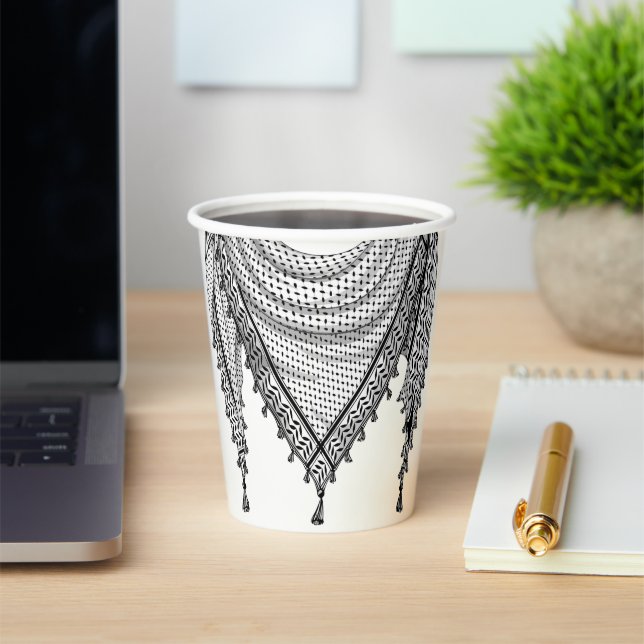 Vasos De Papel Keffiyeh palestino Scarf tejido tradicional (in situ)