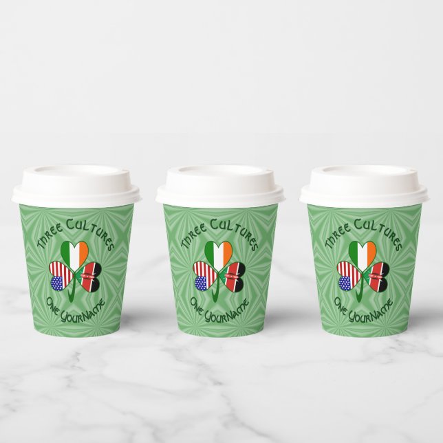 Vasos De Papel Kenya Ireland USA Shamrock Personalized Text (Multi)