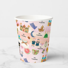 Vasos De Papel Kids Eid Mubarak Colourful Islamic Paper Cups