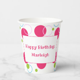 Vasos De Papel Kids Unicorn Pink Birday Message Paper Cup