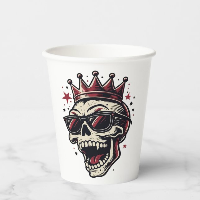 Vasos De Papel King Rockstar Skull with Sunglasses (Anverso)