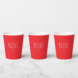 Vasos De Papel 'Kisses' Bold Romantic Red White Valentine's Day