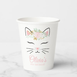 Vasos De Papel Kit de fiesta de cumpleaños de gatito floral cara 