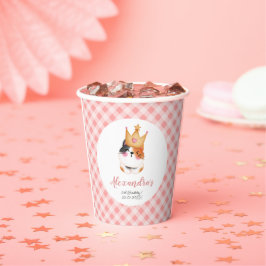 Vasos De Papel Kitten Meow Chica de la Corona Rosa Kitty Cat Cump