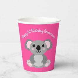 Vasos De Papel Koala Bear Cute Kid Birday Party