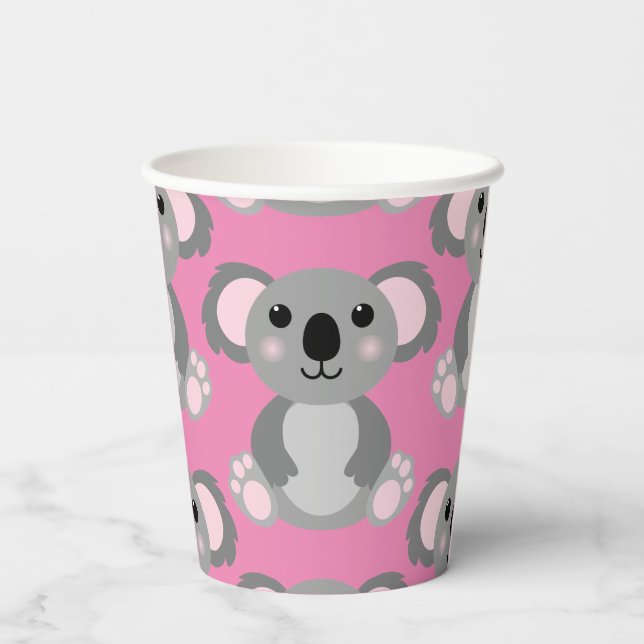 Vasos De Papel Koala Bear Cute Kid Cumpleaños Fiesta Cuestas (Reverso )
