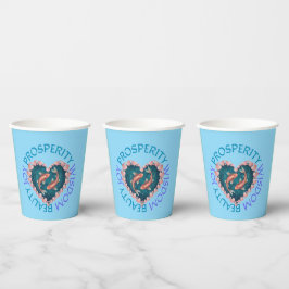 Vasos De Papel Koi rosa y turquesa