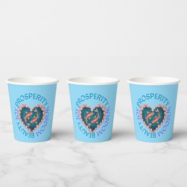Vasos De Papel Koi rosa y turquesa (Multi)