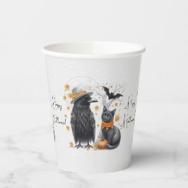 Vasos De Papel Krähe und Katze „Happy Halloween!“ Crow 