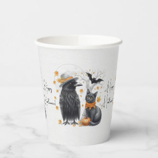 Vasos De Papel Krähe und Katze „Happy Halloween!“ Crow 