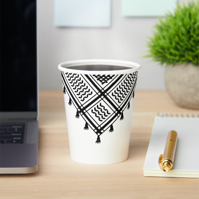 Vasos De Papel Kufeyeh palestino en negro (in situ)