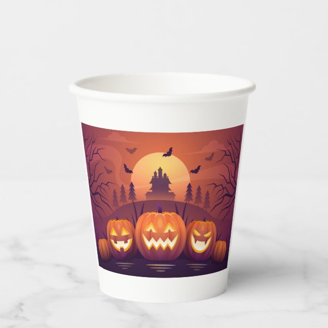 Vasos De Papel Kürbis Halloween Papbecher – Buntes Partygeschirr (Anverso)
