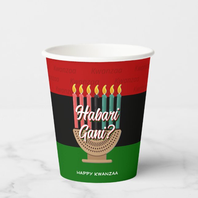 Vasos De Papel Kwanzaa HABARI GANI (Anverso)