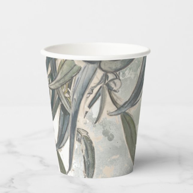 Vasos De Papel La acuarela Eucalyptus deja la vegetación (Anverso)