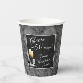 Vasos De Papel La alegría de 50 años de vida plateada y negra