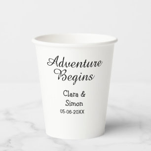 Vasos De Papel La aventura comienza nombre de la pareja de casado