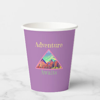 Vasos De Papel La aventura espera el cumpleaños de las montañas