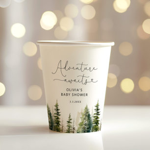 Vasos De Papel La aventura forestal espera la ducha de bebé