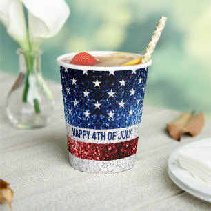 Vasos De Papel La bandera de los Estados Unidos azul rojo brillan