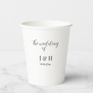 Vasos De Papel La boda de añadir nombre de pareja simple fecha mi
