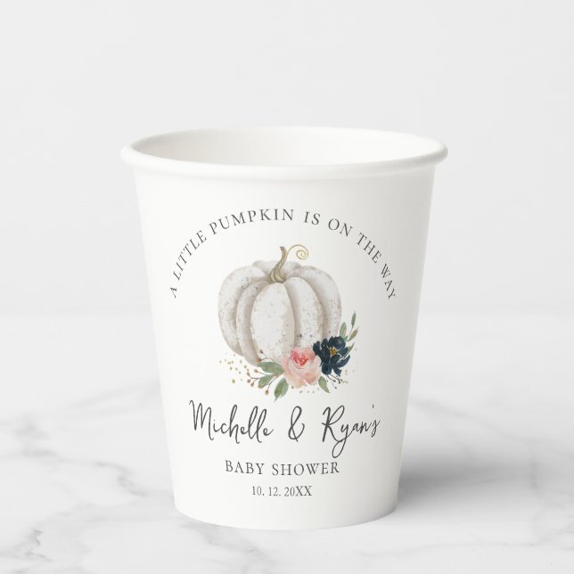 Vasos De Papel La Calabaza Pequeña Está En Camino De Baby Shower (Anverso)