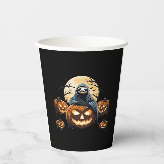 Vasos De Papel La camiseta clásica de Ghostly Sloth a medianoche (Anverso)