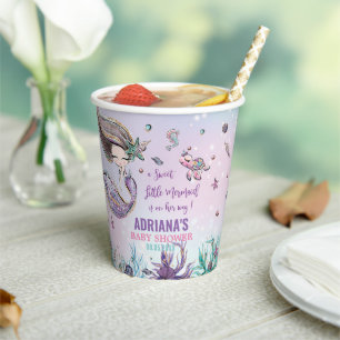 Vasos De Papel La caprichosa sirena bajo el mar Pool Baby Shower