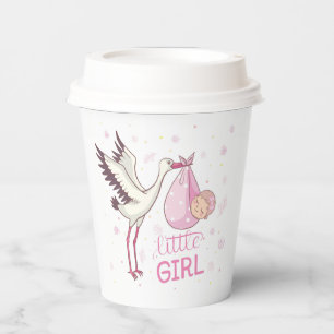 Vasos De Papel La cigüeña lleva a la niña