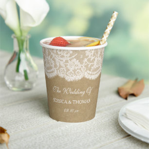 Vasos De Papel La colección de Bodas Kraft & Lace